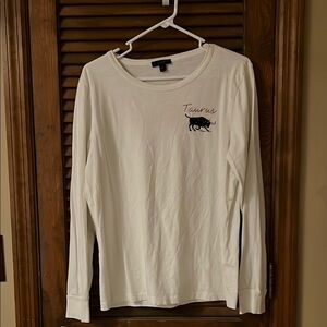 J. Crew Cream Long Sleeve Tee with Taurus Design